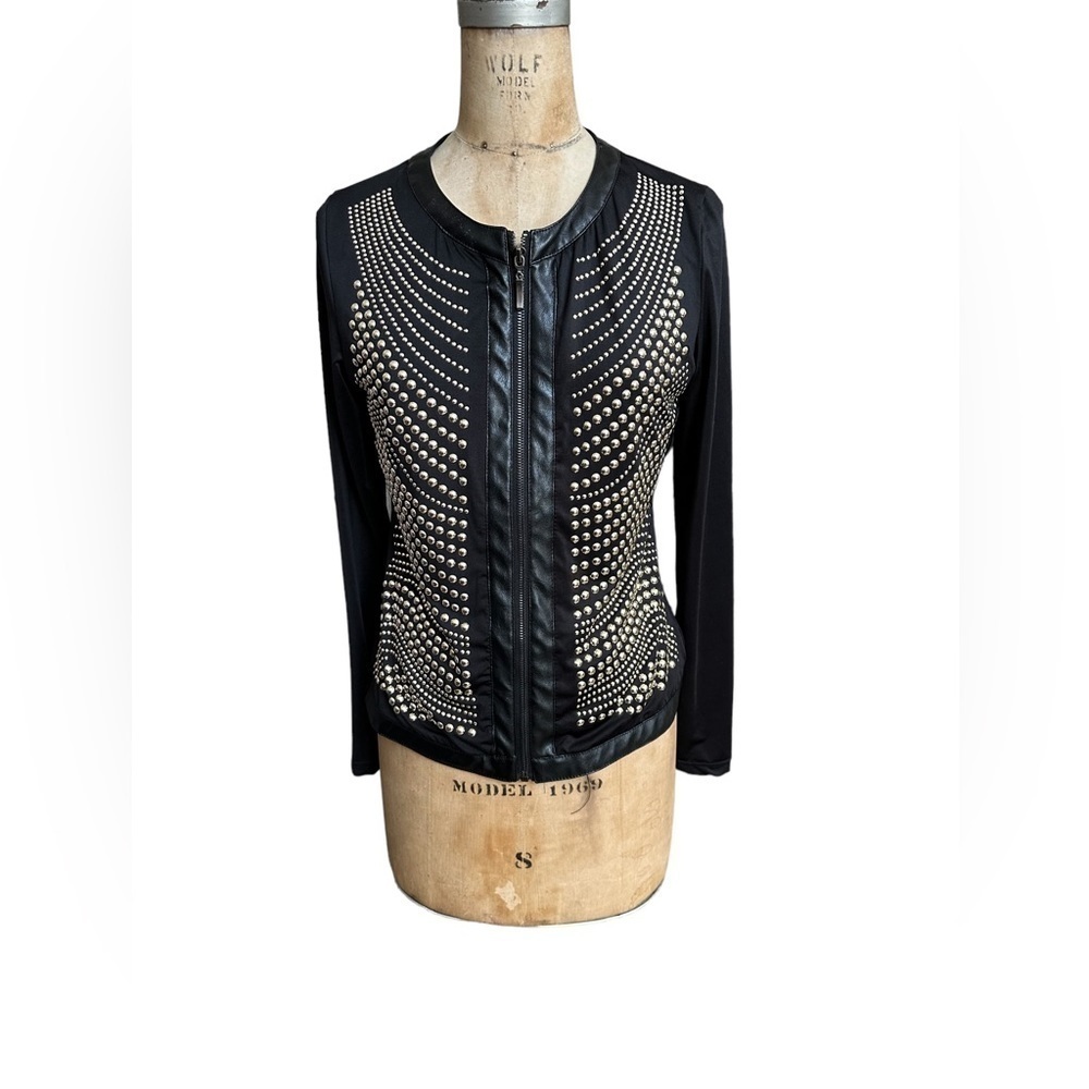 Carmin black studded zippered jacket size M